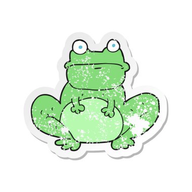 bir çizgi film kurbağa Retro sıkıntılı etiket