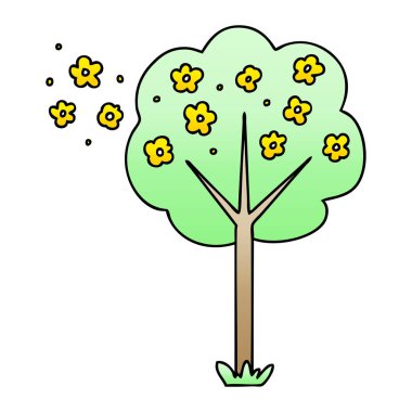 ilginç degrade gölgeli karikatür ağaç