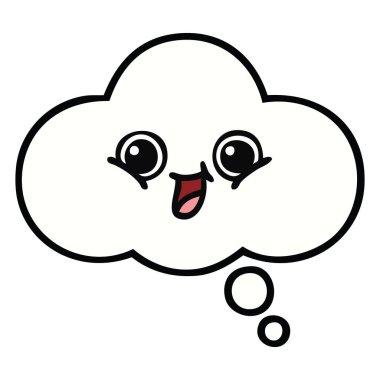 sevimli çizgi bir düşünce balonu