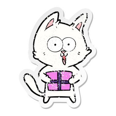 bir komik karikatür kedi sıkıntılı etiket