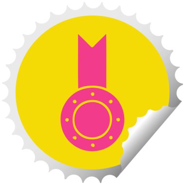 dairesel peeling etiket karikatür altın madalya