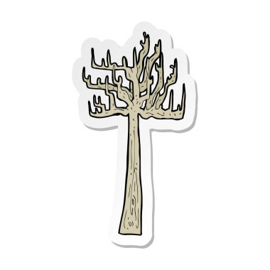 eski çıplak ağaca çizgi film etiketi