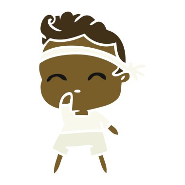 kawaii şirin fitness çocuğun serbest çizilmiş karikatür