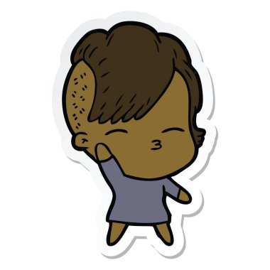 bir çizgi film kısma kız etiketi