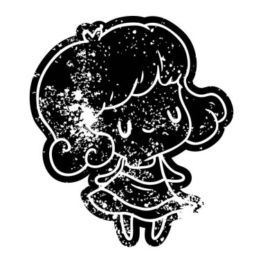 Grunge simgesi kawaii şirin kızın sıkıntılı