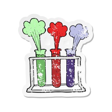 test tüpleri explodi bir karikatür raf Retro sıkıntılı etiket