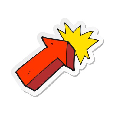 ok sembolü işaret eden bir çizgi film etiketi