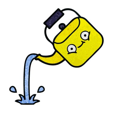 Retro grunge doku karikatür dökülen bir Kettle
