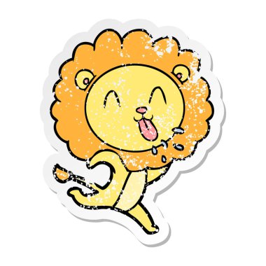 mutlu karikatür aslan sıkıntılı etiket