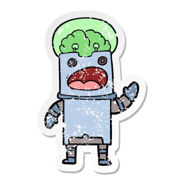 bir çizgi film robot sıkıntılı etiket