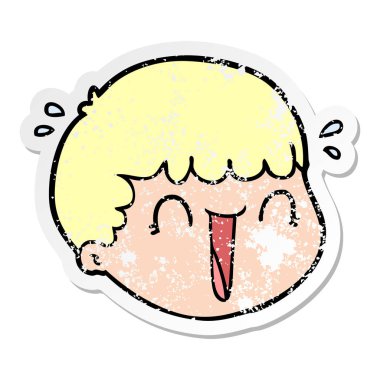 bir çizgi film erkek yüz sıkıntılı etiket