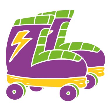 çizgi film doodle, tekerlekli paten