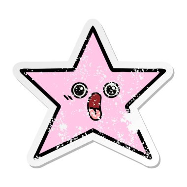 sevimli çizgi yıldız balık sıkıntılı etiket