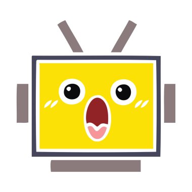 düz renk retro karikatür bir robot baş