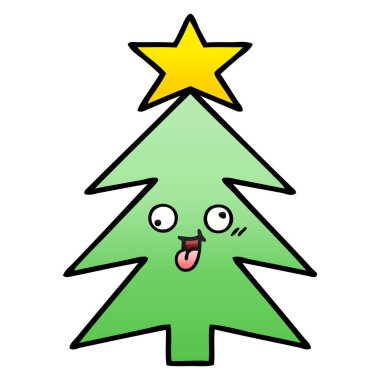 bir Noel ağacı degrade gölgeli karikatür