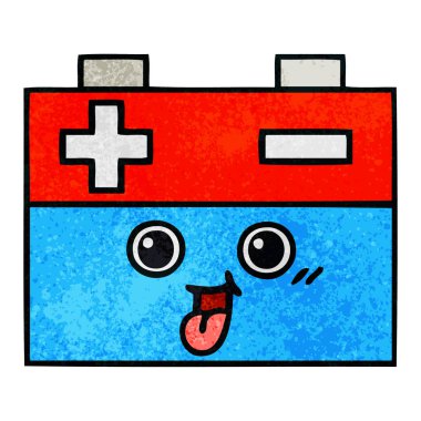 Retro grunge doku karikatür bir akü