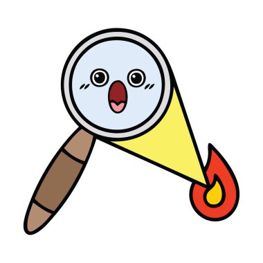 sevimli çizgi bir büyüteç