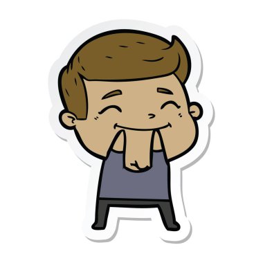 bir mutlu çizgi film adamın etiket