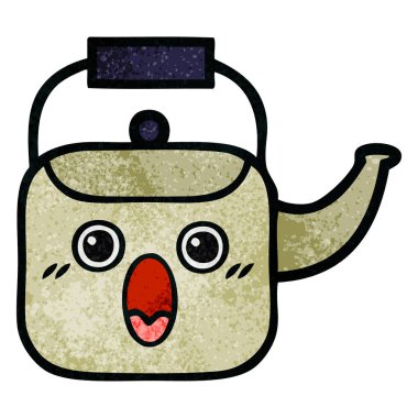 Retro grunge doku karikatür bir Kettle