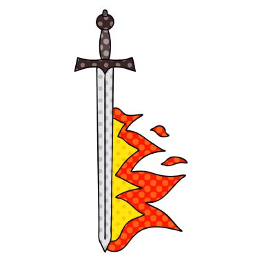 ilginç çizgi roman tarzı çizgi film flaming kılıç