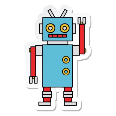 robot dans bir sevimli çizgi etiket