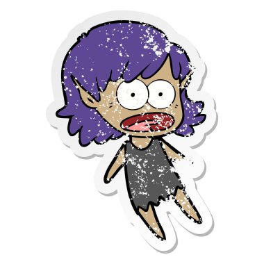 uçan bir çizgi film şok elf kızın sıkıntılı etiket