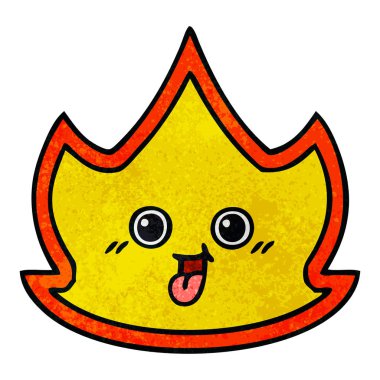 Retro grunge doku karikatür bir ateş