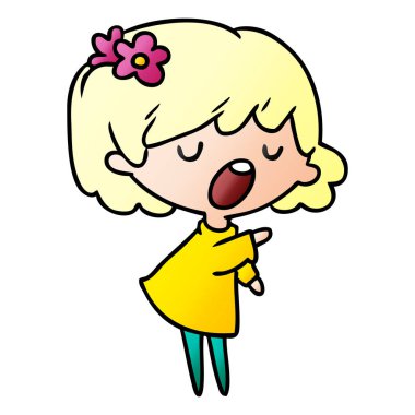 bir şirin kawaii kız degrade çizgi film gösterimi