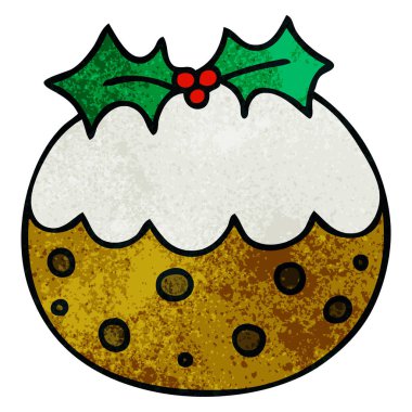 ilginç karikatür Noel pudingi el çekilmiş