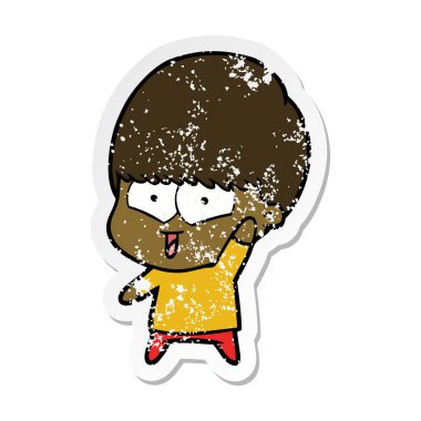 sıkıntılı etiket bir karikatür mutlu çocuk