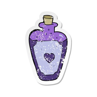 çizgi film aşk iksiri Retro sıkıntılı etiket