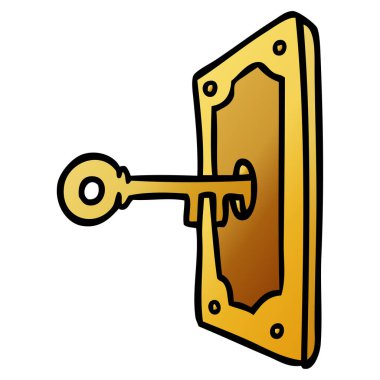 elle çizilmiş degrade çizgi film doodle bir kapı kolu