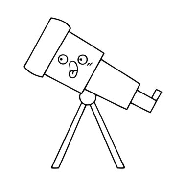 bir teleskop çizim karikatür