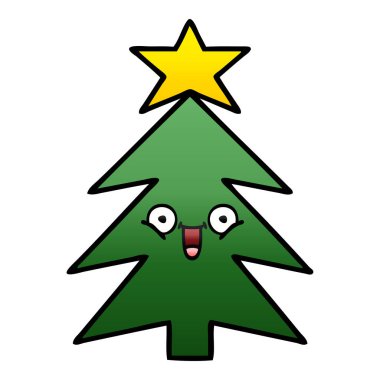 bir Noel ağacı degrade gölgeli karikatür