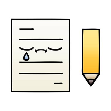 bir test kağıt degrade gölgeli çizgi film