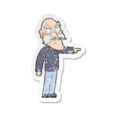 bir çizgi film öfkeli ihtiyar Retro sıkıntılı etiket
