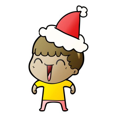 Noel Baba şapkası giyen mutlu bir adamın degrade çizgi film