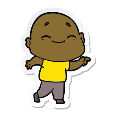 etiket karikatür mutlu bir kel adamın