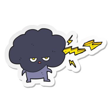 etiket yıldırım çekim bir çizgi film raincloud karakteri