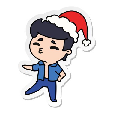 Noel etiket karikatür kawaii çocuğun el çekilmiş