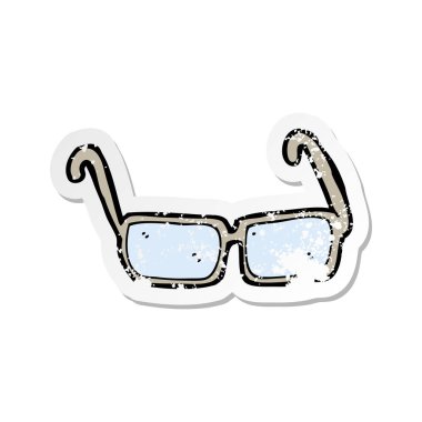 bir çizgi film gözlük Retro sıkıntılı etiket