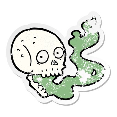 bir çizgi film perili kafatası sıkıntılı etiket