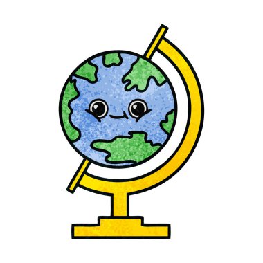 Retro grunge doku karikatür, bir de Dünya Dünya