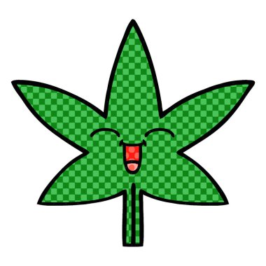 çizgi roman tarzı karikatür marihuana yaprağı