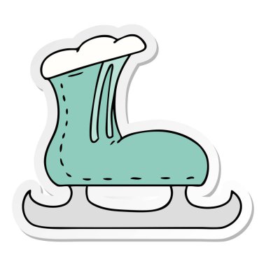 elle çizilmiş etiket karikatür doodle bir buz pateni önyükleme
