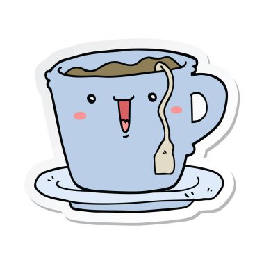 etiket bir sevimli çizgi Kupası ve daire