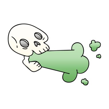 Degrade gölgeli ilginç karikatür kafatası