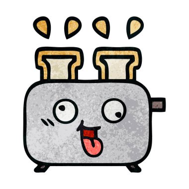 Retro grunge doku karikatür bir ekmek kızartma makinesi