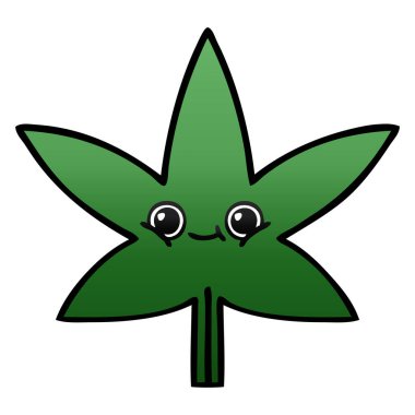 marihuana yaprağı degrade gölgeli çizgi film