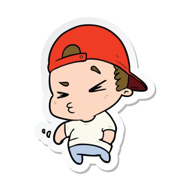 bir çizgi film serin çocuk etiket